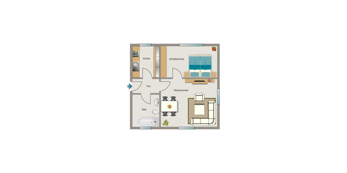 Erdgeschoßwohnung Recklinghausen Berghausen - 2.5 Zimmer, 45 m&sup2;, 395&euro; | Angebot:25644083